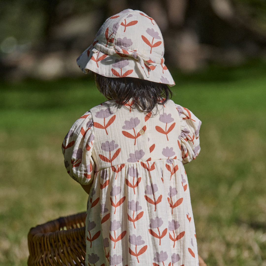 NATURE BABY - ALBERTINE DRESS MUSLIN: FLEURETTE PRINT [sz:6-12 MTHS]