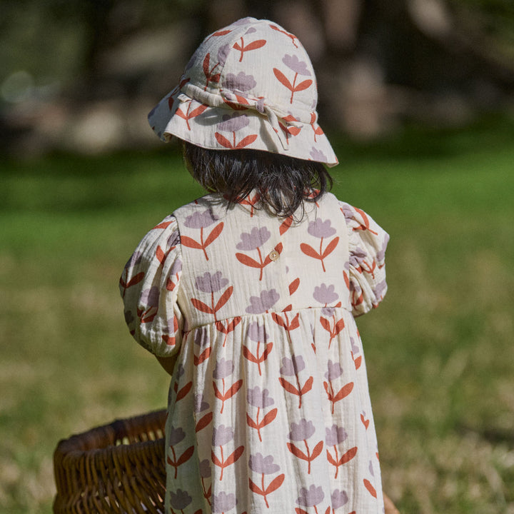NATURE BABY - ALBERTINE DRESS MUSLIN: FLEURETTE PRINT [sz:6-12 MTHS]