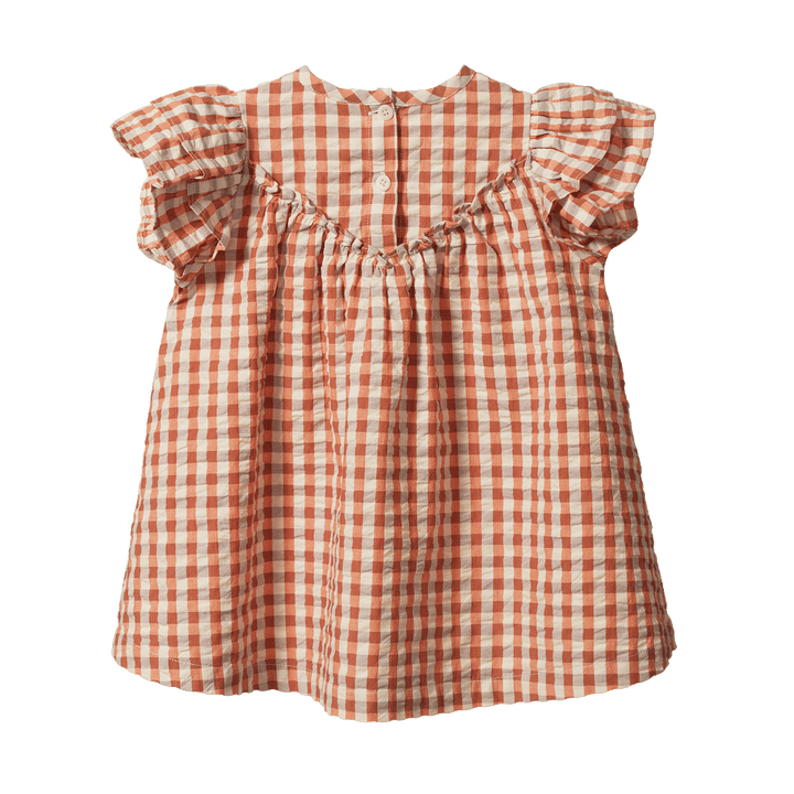 NATURE BABY - UNA DRESS: DANDELION GINGHAM [sz:6-12 MTHS]