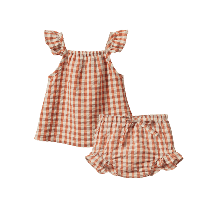 NATURE BABY - PETAL SET: DANDELION GINGHAM [sz:0-3 MTHS]