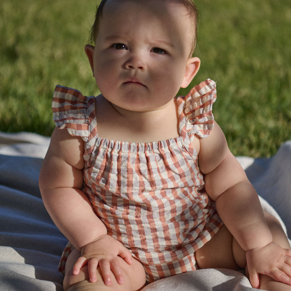 NATURE BABY - PETAL SET: DANDELION GINGHAM [sz:0-3 MTHS]
