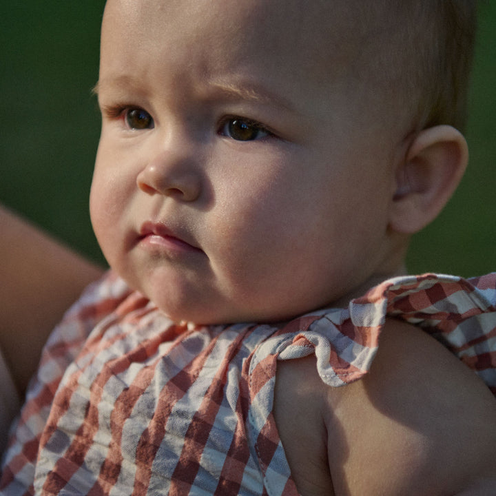 NATURE BABY - PETAL SET: DANDELION GINGHAM [sz:0-3 MTHS]