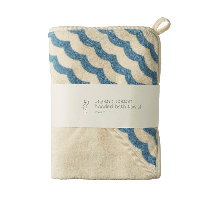 NATURE BABY - HOODED TOWEL: WAVES PRINT