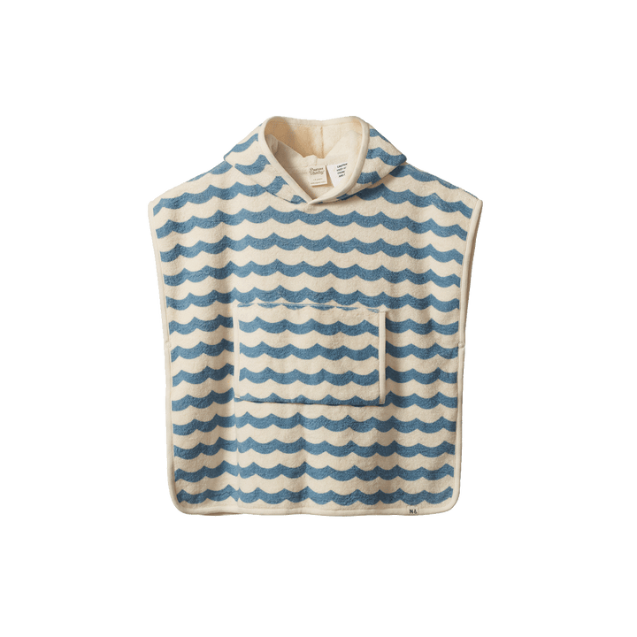 NATURE BABY - PONCHO TOWEL: WAVES PRINT [sz:1-2 YRS]