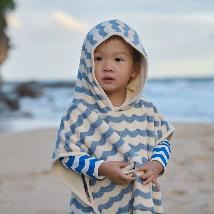 NATURE BABY - PONCHO TOWEL: WAVES PRINT [sz:1-2 YRS]