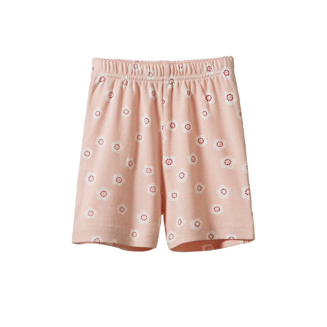NATURE BABY - 2PC SHORTIE PYJAMA SET: FLORA STAMP ROSE DUST PRINT [sz:1 YR]