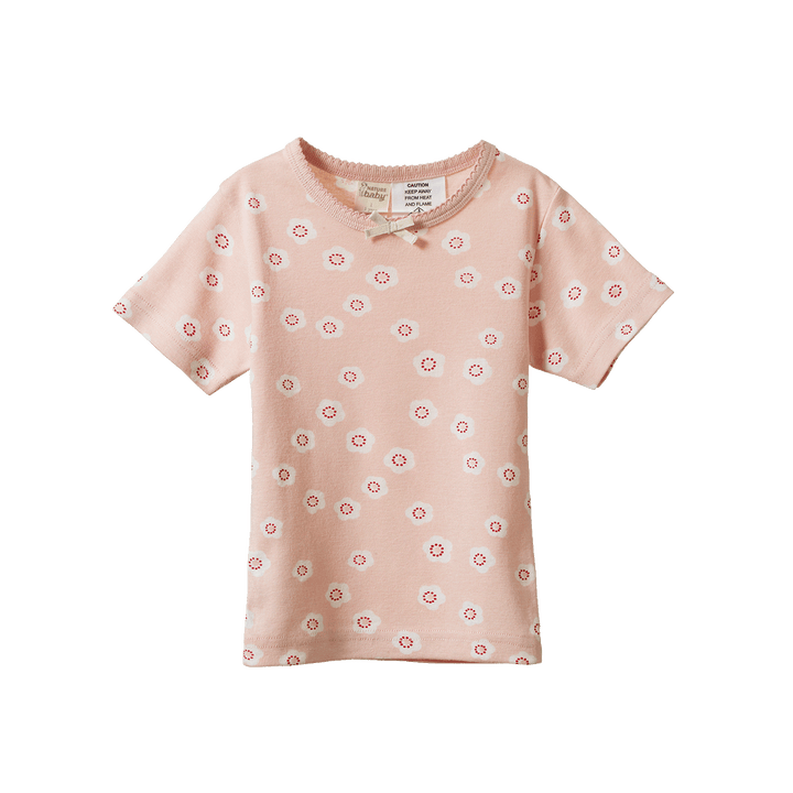 NATURE BABY - 2PC SHORTIE PYJAMA SET: FLORA STAMP ROSE DUST PRINT [sz:1 YR]
