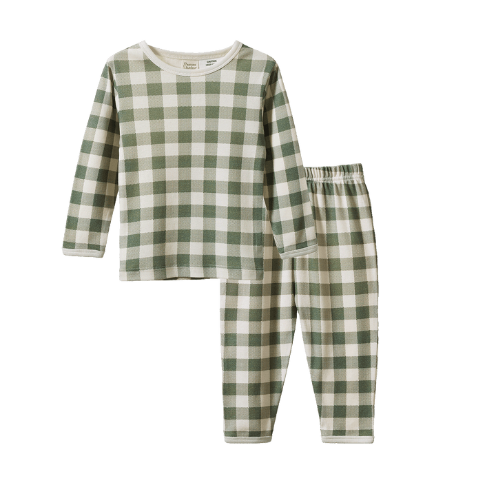 NATURE BABY - 2PC LONG SLEEVE PYJAMAS: CRISPIN CHECK [sz:1 YR]
