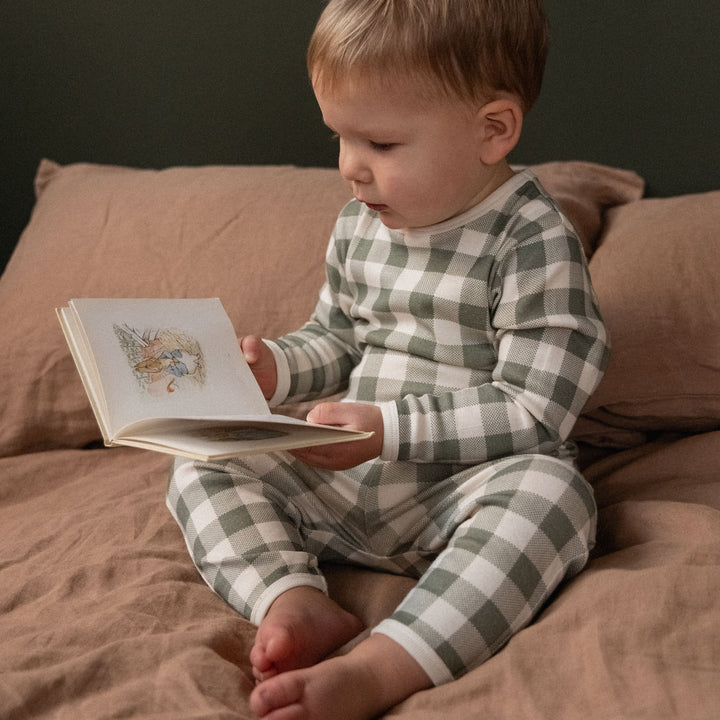 NATURE BABY - 2PC LONG SLEEVE PYJAMAS: CRISPIN CHECK [sz:1 YR]