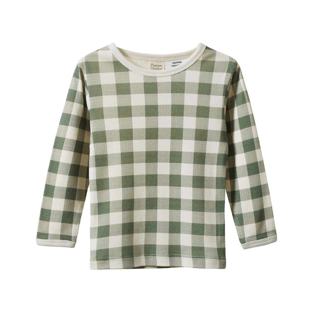 NATURE BABY - 2PC LONG SLEEVE PYJAMAS: CRISPIN CHECK [sz:1 YR]