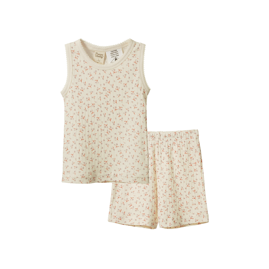 NATURE BABY - 2PC SINGLET PYJAMA SET POINTELLE: DANDELION PRINT [sz:1 YR]