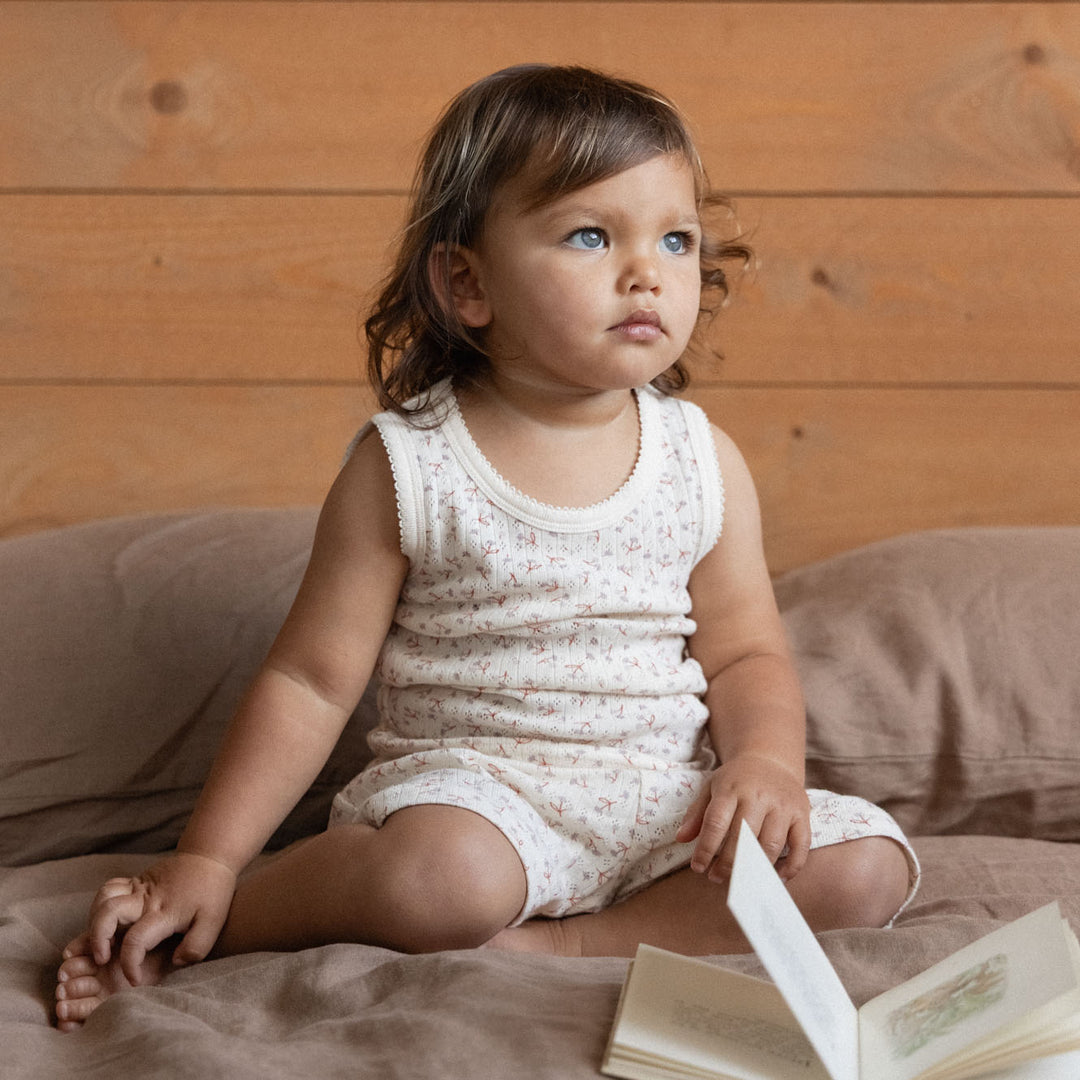NATURE BABY - 2PC SINGLET PYJAMA SET POINTELLE: DANDELION PRINT [sz:1 YR]