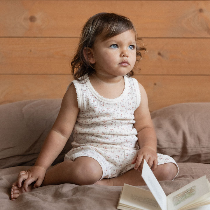 NATURE BABY - 2PC SINGLET PYJAMA SET POINTELLE: DANDELION PRINT [sz:1 YR]