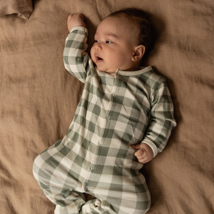 NATURE BABY - STRETCH & GROW: CRISPIN CHECK [sz:0-3 MTHS]