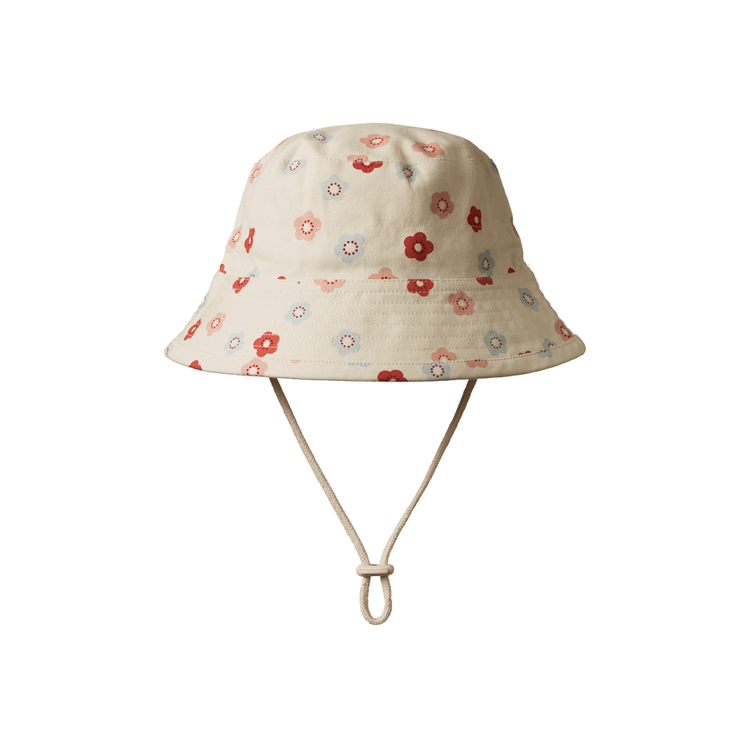 NATURE BABY - BUCKET SUNHAT: PETITE FLORA STAMP PRINT [sz:S - 0-6 MTHS]