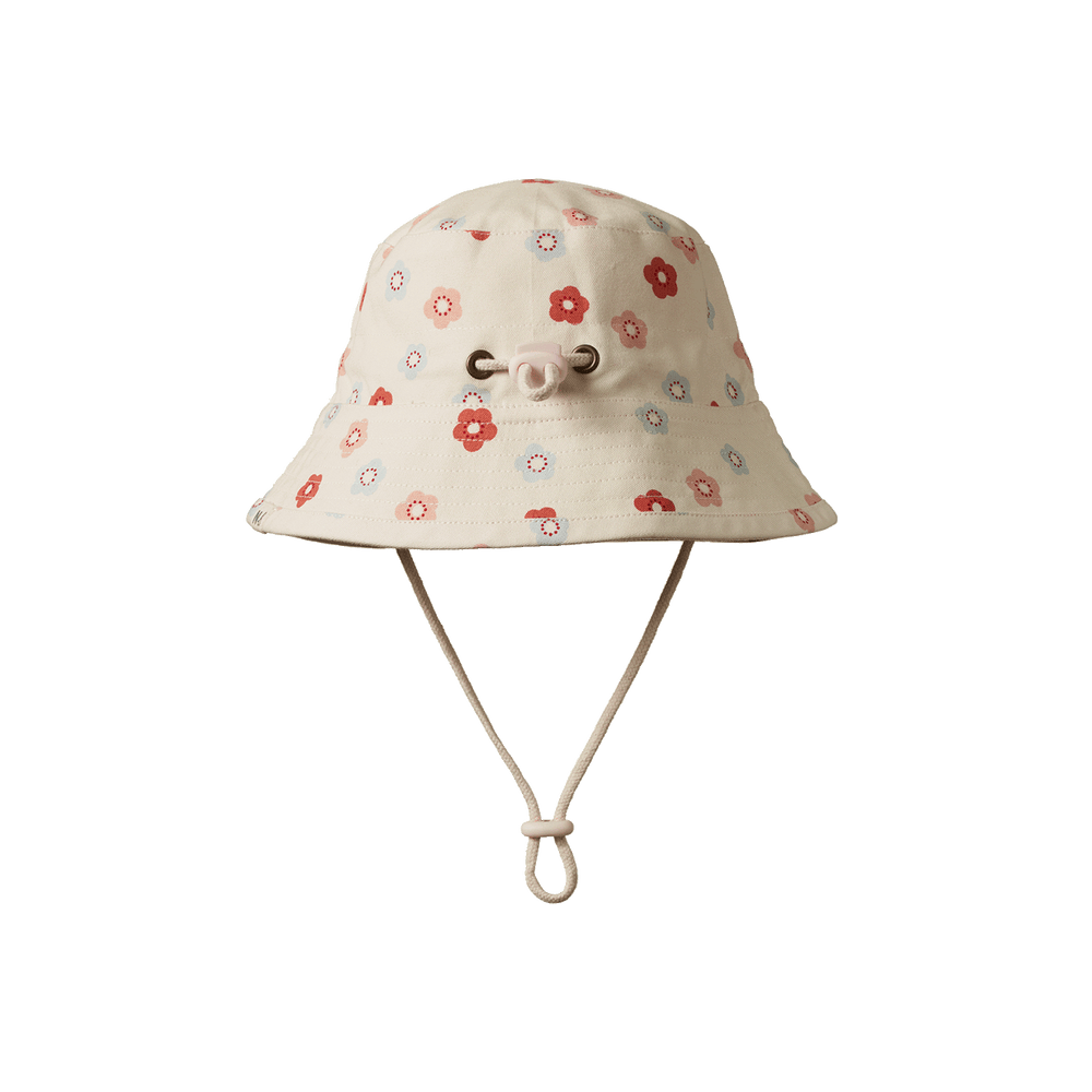 NATURE BABY - BUCKET SUNHAT: PETITE FLORA STAMP PRINT [sz:S - 0-6 MTHS]