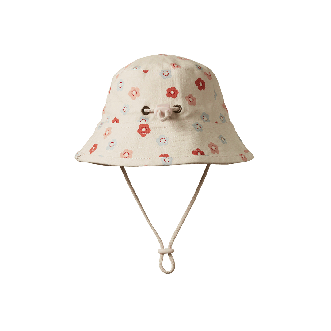 NATURE BABY - BUCKET SUNHAT: PETITE FLORA STAMP PRINT [sz:S - 0-6 MTHS]