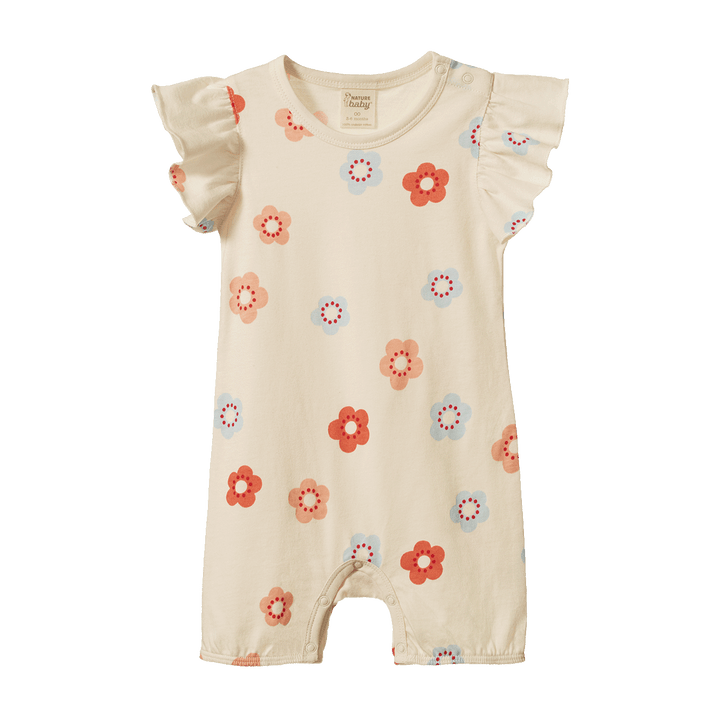 NATURE BABY - TILLY SUIT: FLORA STAMP PRINT [sz:0-3 MTHS]