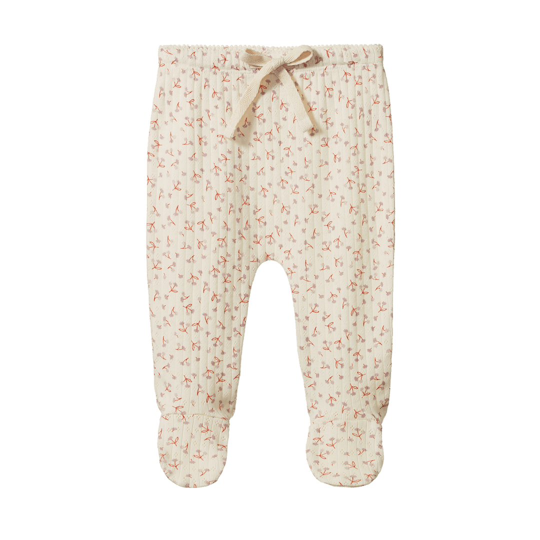 NATURE BABY - FOOTED ROMPERS POINTELLE: DANDELION PRINT [sz:NB]