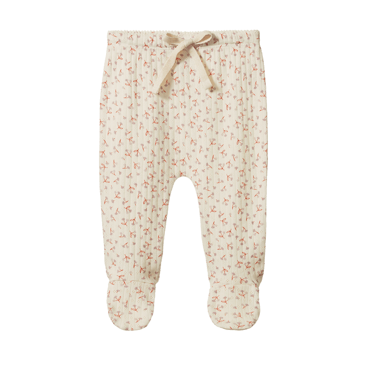 NATURE BABY - FOOTED ROMPERS POINTELLE: DANDELION PRINT [sz:NB]