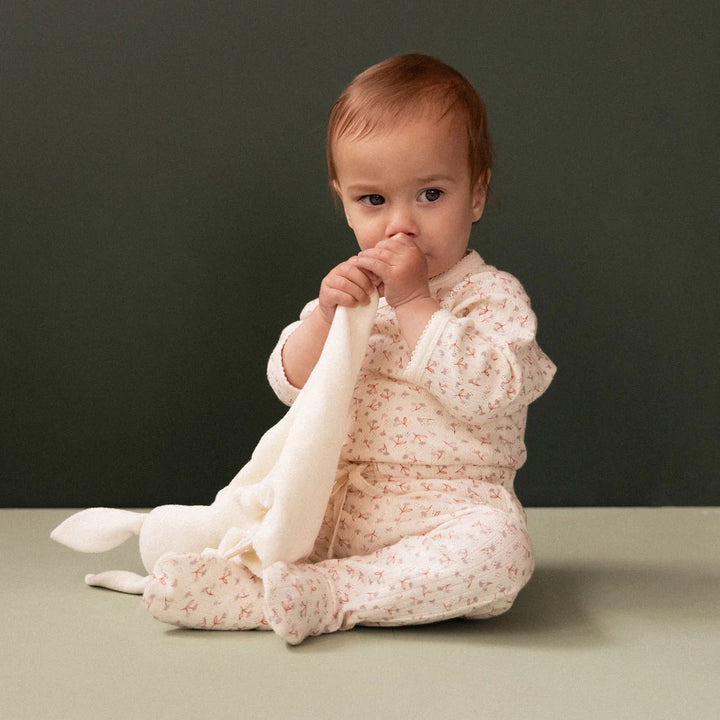 NATURE BABY - FOOTED ROMPERS POINTELLE: DANDELION PRINT [sz:NB]