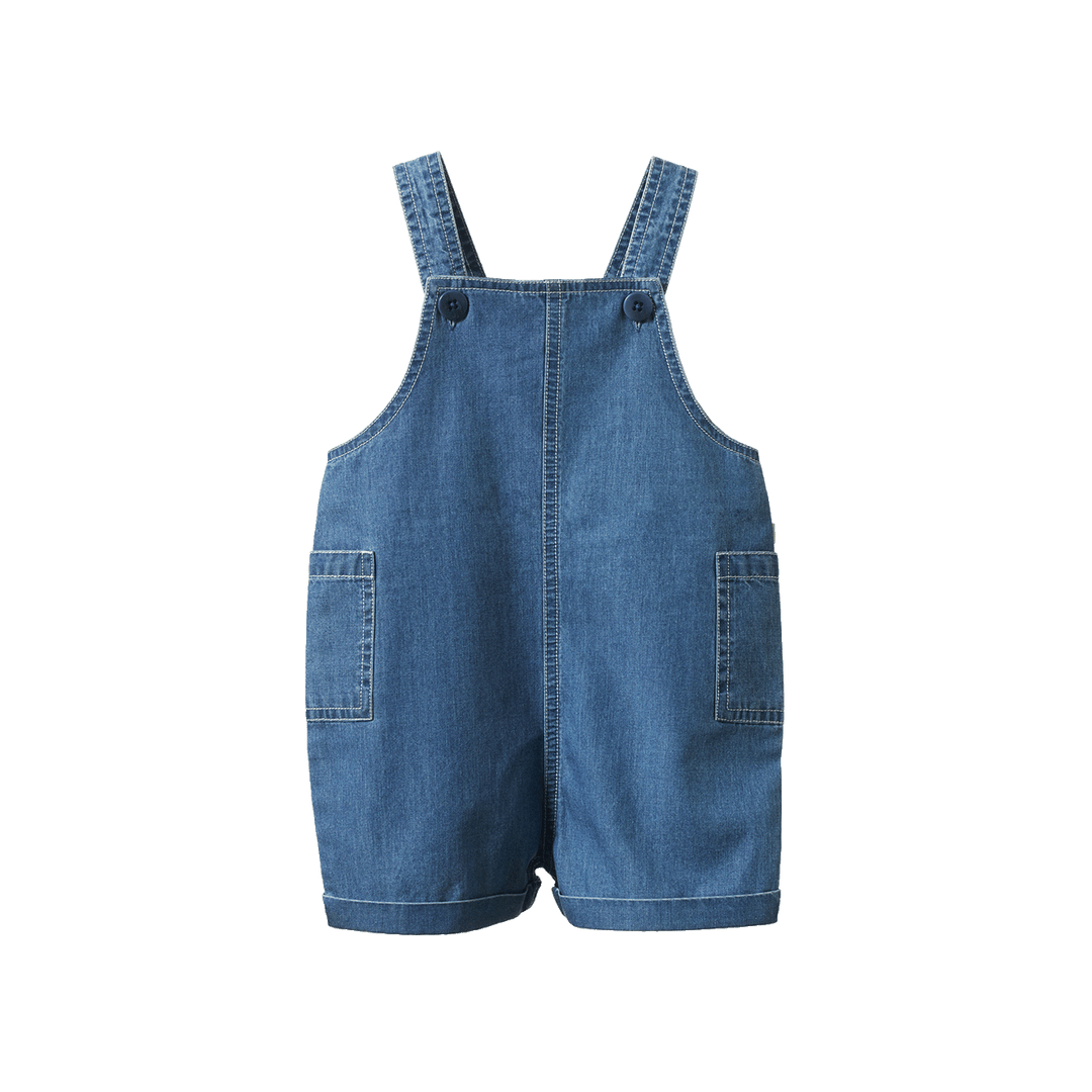 NATURE BABY - TUCKER OVERALLS: CHAMBRAY SKY [sz:6-12 MTHS]