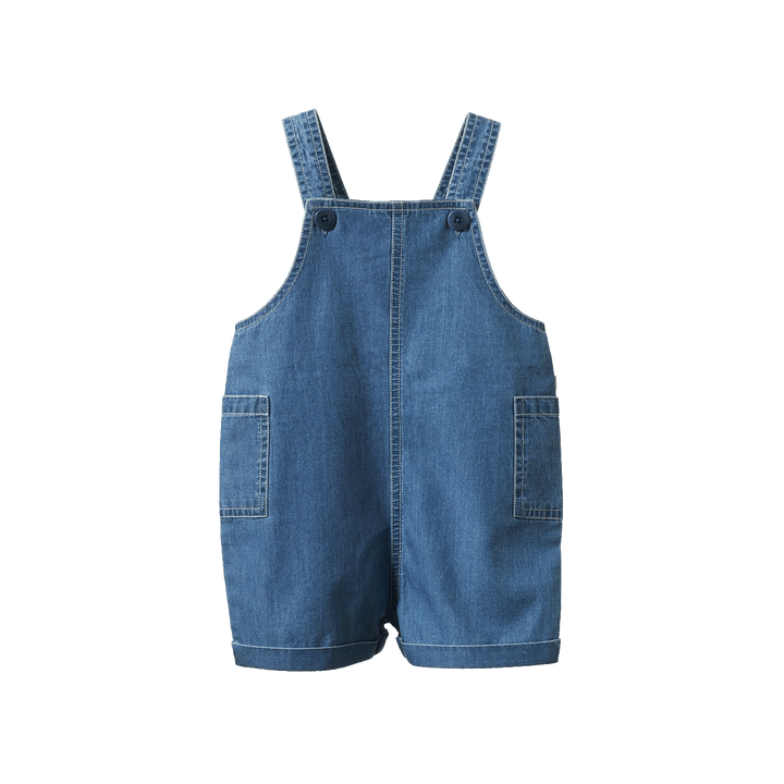 NATURE BABY - TUCKER OVERALLS: CHAMBRAY SKY [sz:6-12 MTHS]