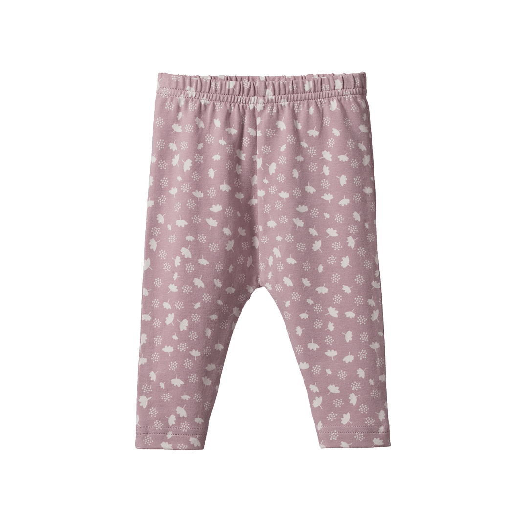 NATURE BABY - LEGGINGS: DANDELION LILAC PRINT [sz:0-3 MTHS]