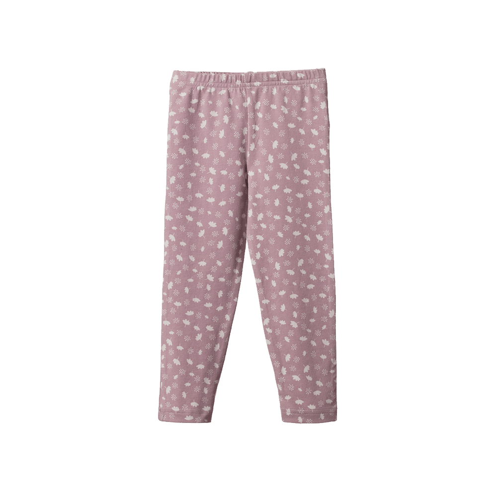 NATURE BABY - LEGGINGS: DANDELION LILAC PRINT [sz:0-3 MTHS]