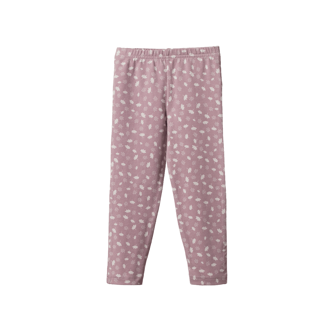 NATURE BABY - LEGGINGS: DANDELION LILAC PRINT [sz:0-3 MTHS]