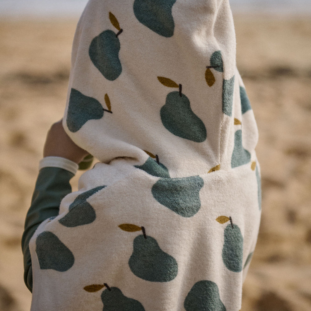 NATURE BABY - ORGANIC COTTON PONCHO TOWEL: PEAR PRINT TERRY [sz:1-2 YR]