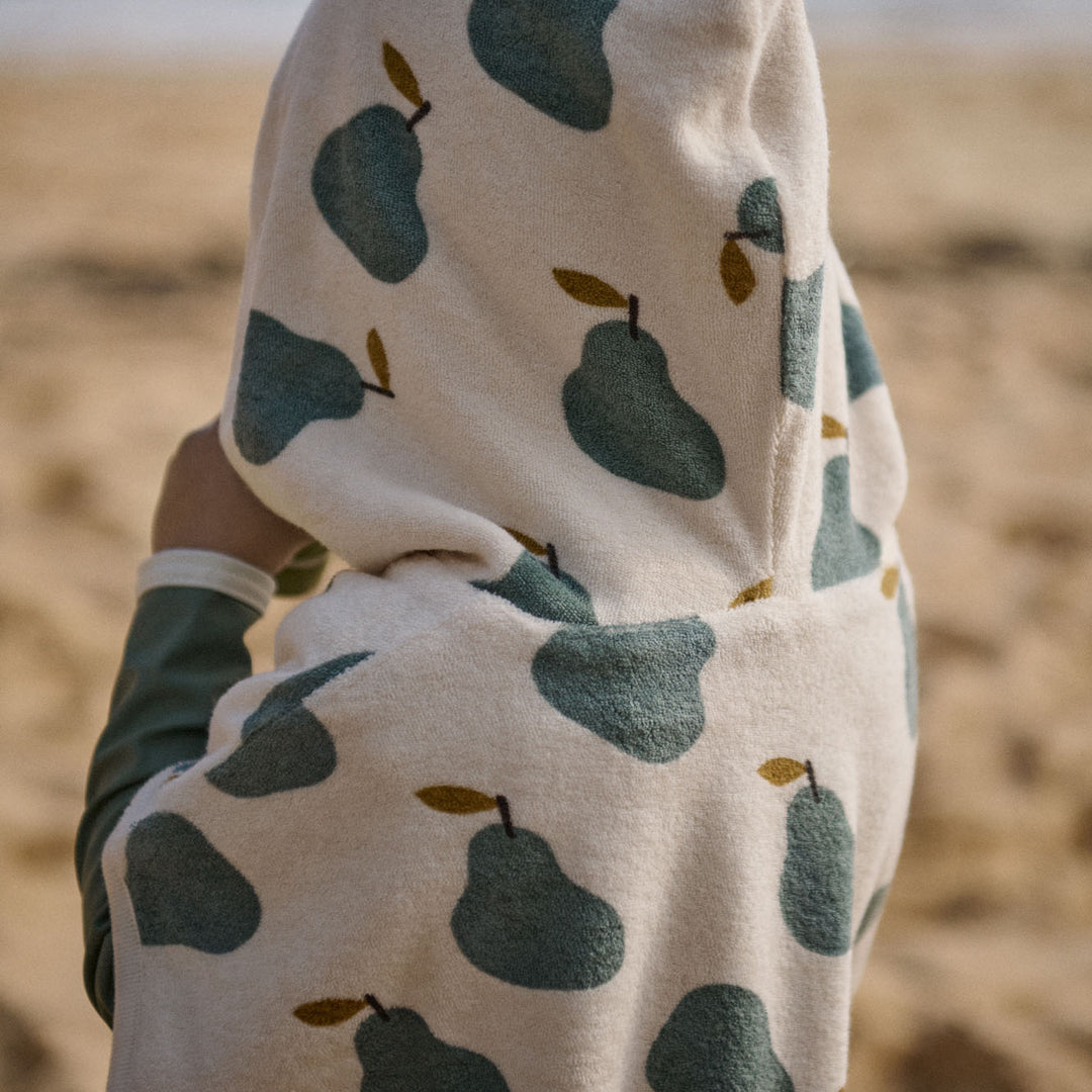 NATURE BABY - ORGANIC COTTON PONCHO TOWEL: PEAR PRINT TERRY [sz:1-2 YR]