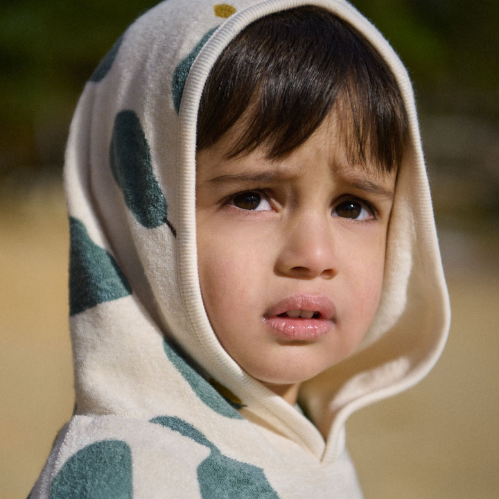 NATURE BABY - ORGANIC COTTON PONCHO TOWEL: PEAR PRINT TERRY [sz:1-2 YR]