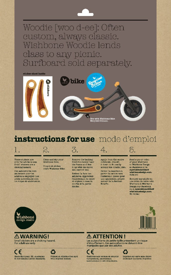 WISHBONE DESIGN - WOOD LOOK BIKE STICKERS