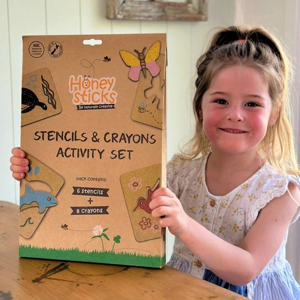 HONEYSTICKS - JUMBO STENCILS & CRAYONS ACTIVITY SET 