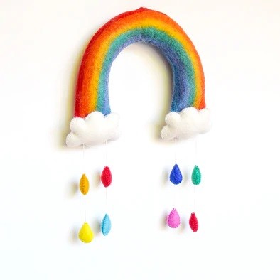 TARA TREASURES - NURSERY MOBILE: RAINBOW WITH RAINDROPS