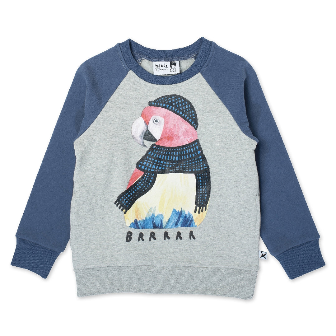 MINTI - WARM PARROT FURRY CREW GREY MARLE/NAVY