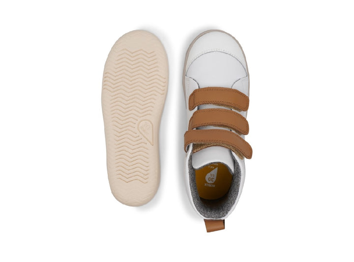BOBUX - KID+ HI COURT BOOT: WHITE + CARAMEL